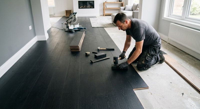 Dark Wood Floor Installation in Sterling, VA